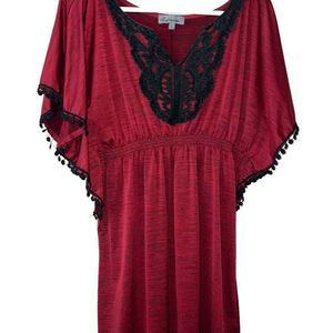 Mad Madele cinched waist embroidered trim dress ￼